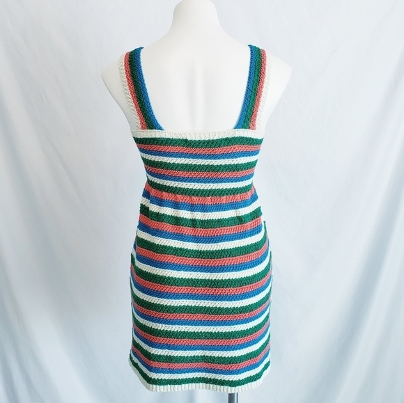 NWT Zara Crochet Knit Stripe Mini Dress Sleeveless Sustainable - Picture 6 of 14